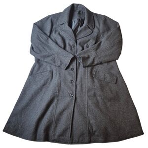 Torrid Herringbone Classic Dark Gray Wool Blend Trench Coat 4X ~28in P2P